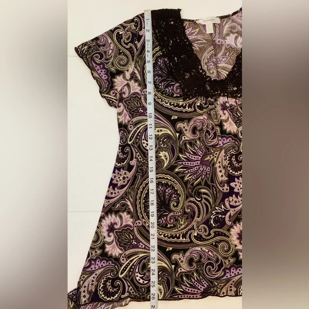 Woman’s Dressbarn Blouse XL Purple Paisley Embroidered Made in USA - Picture 6 of 11